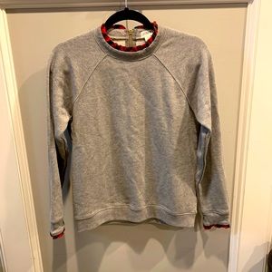 J.Crew gray sweatshirt with plaid ruffle neck